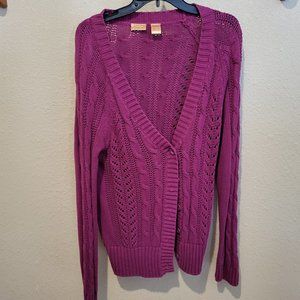 #60 Womens L North Crest Pink Button Sweater